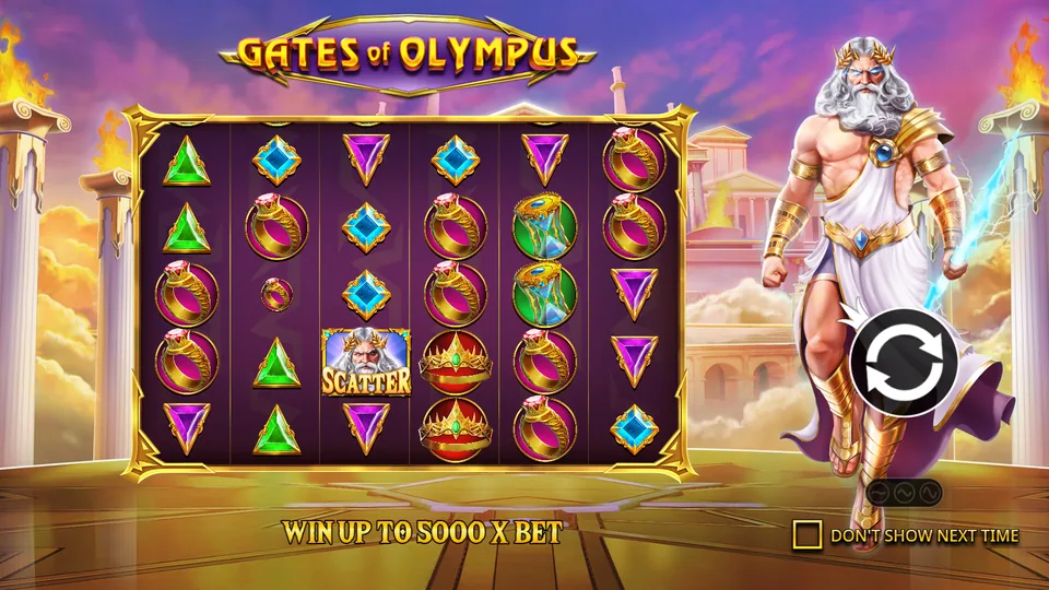 Gates of Olympus by Pragmatic Play with Zeus next to the reels